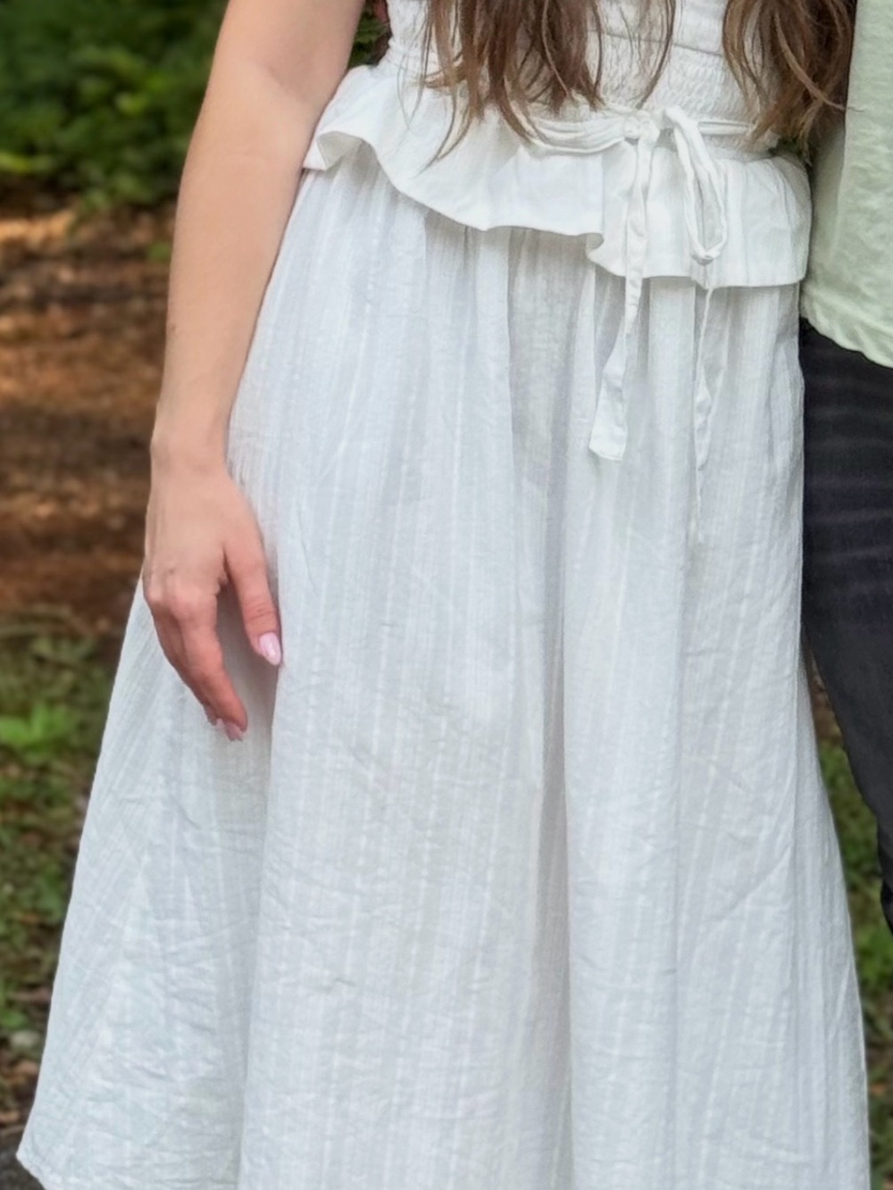 o.p.t. White Textured V-Neck Midi Dress with Tie Waist - Picture 4 of 5
